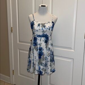 Speechless White Dress with Blue Floral Print